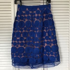 Anthropologie Blue Lace Overlay Skirt